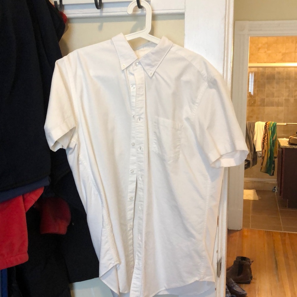 White short sleeve button down
